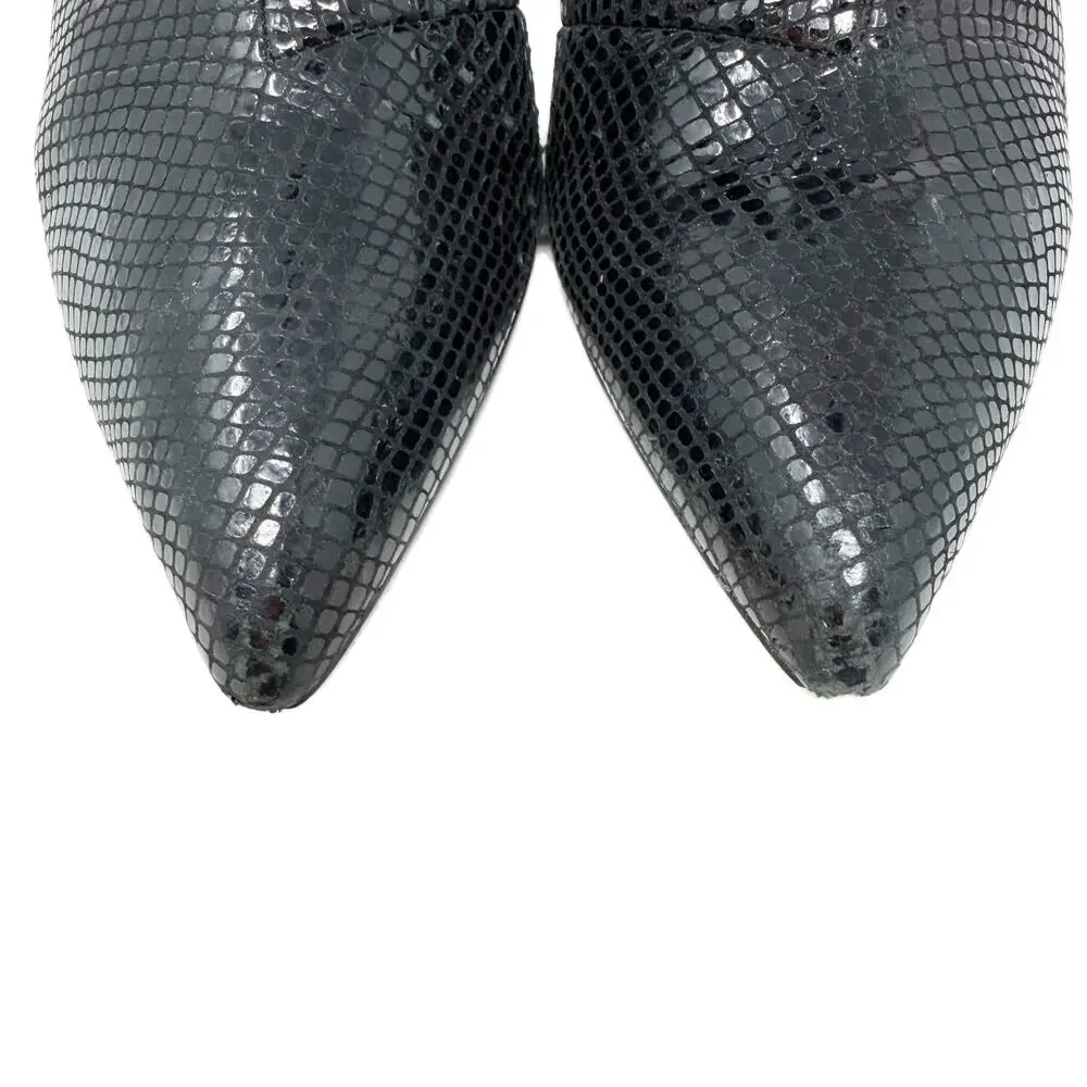 Karl Lagerfeld Paris Bridgitte Ankle Boots Womens 8 M Snake-Embossed Leather